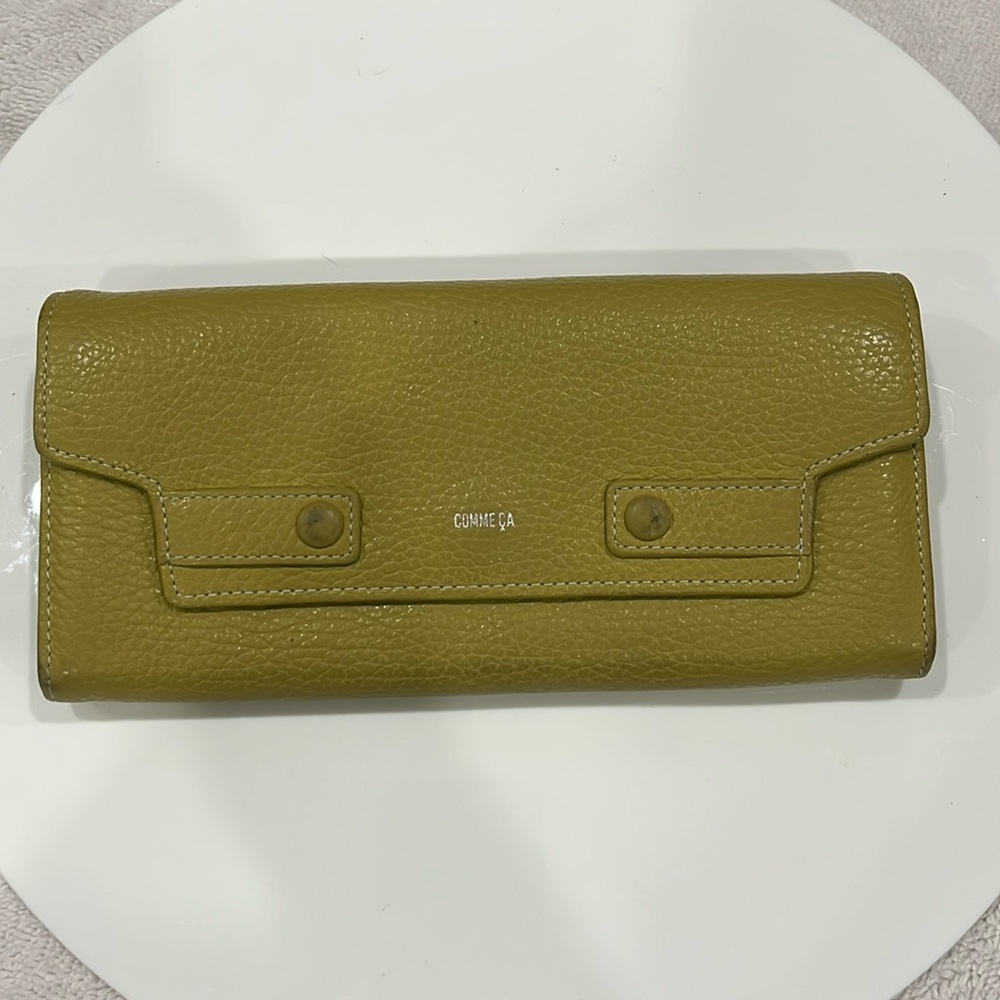 COMME CA WALLET LIME GREEN PEBBLE LEATHER BRAND NEW